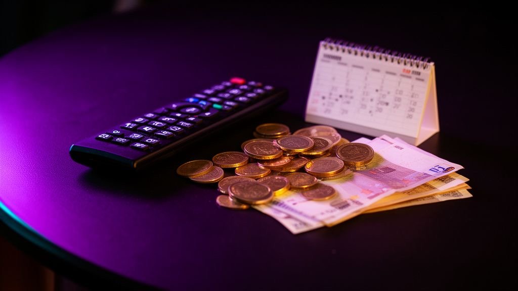 Euro coins and a remote control illustrating TVPikoma prices