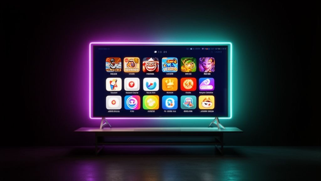 Smart TV showing an app grid ready for TVPikoma